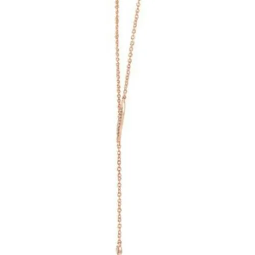 14KT Rose Gold Bezel 1/10 Carat Diamond Lariat Necklace