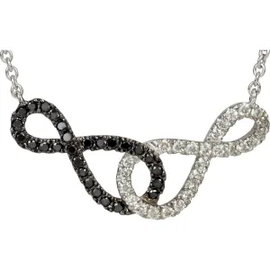 1/5 CTW Black & White Gold Diamond Infinity-Inspired 16" Necklace