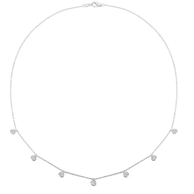 15 POINTER 7 SECTION 18″ DIAMOND NECKLACE 14K ROSE GOLD (1 CTW)