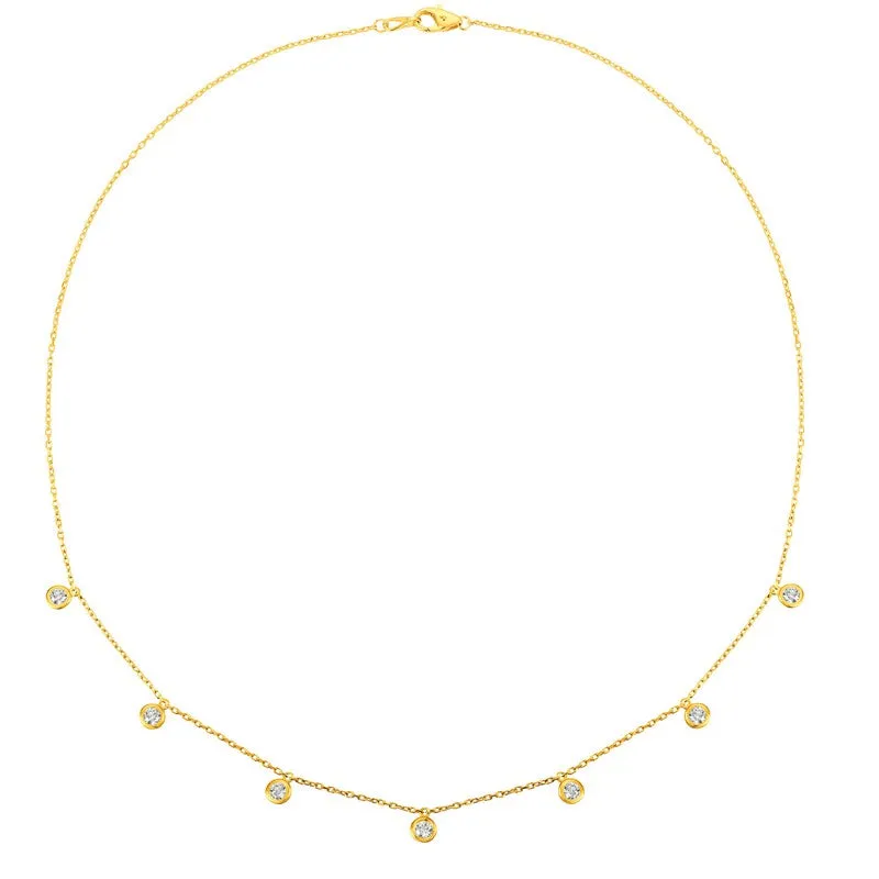 15 POINTER 7 SECTION 18″ DIAMOND NECKLACE 14K ROSE GOLD (1 CTW)