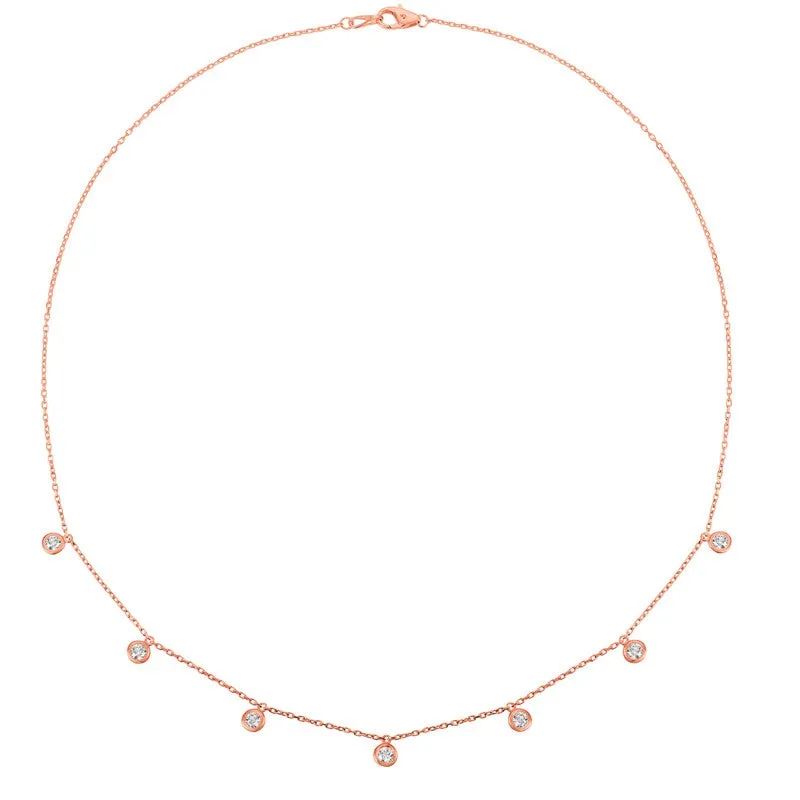 15 POINTER 7 SECTION 18″ DIAMOND NECKLACE 14K ROSE GOLD (1 CTW)