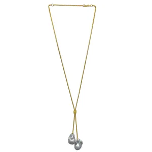 153-07-G | GOLD CHAIN w/2 GRAY WILD PEARLS