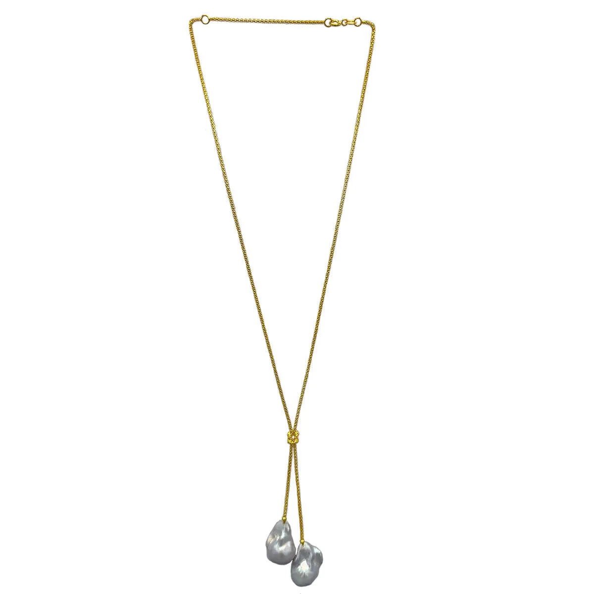 153-07-G | GOLD CHAIN w/2 GRAY WILD PEARLS