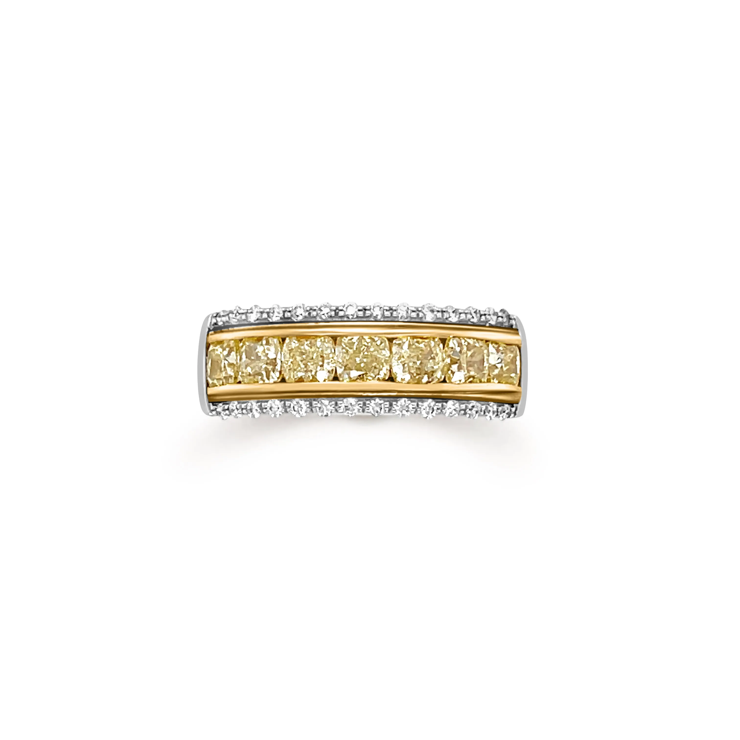 1.54 Carat Yellow Diamond Wedding Band in 14k Two-Tone Gold