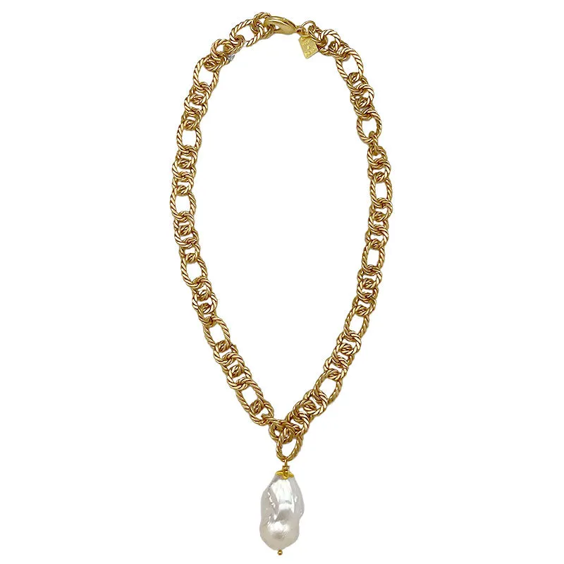 159-01-G | SINGLE PEARL DROP ON KARL CHAIN