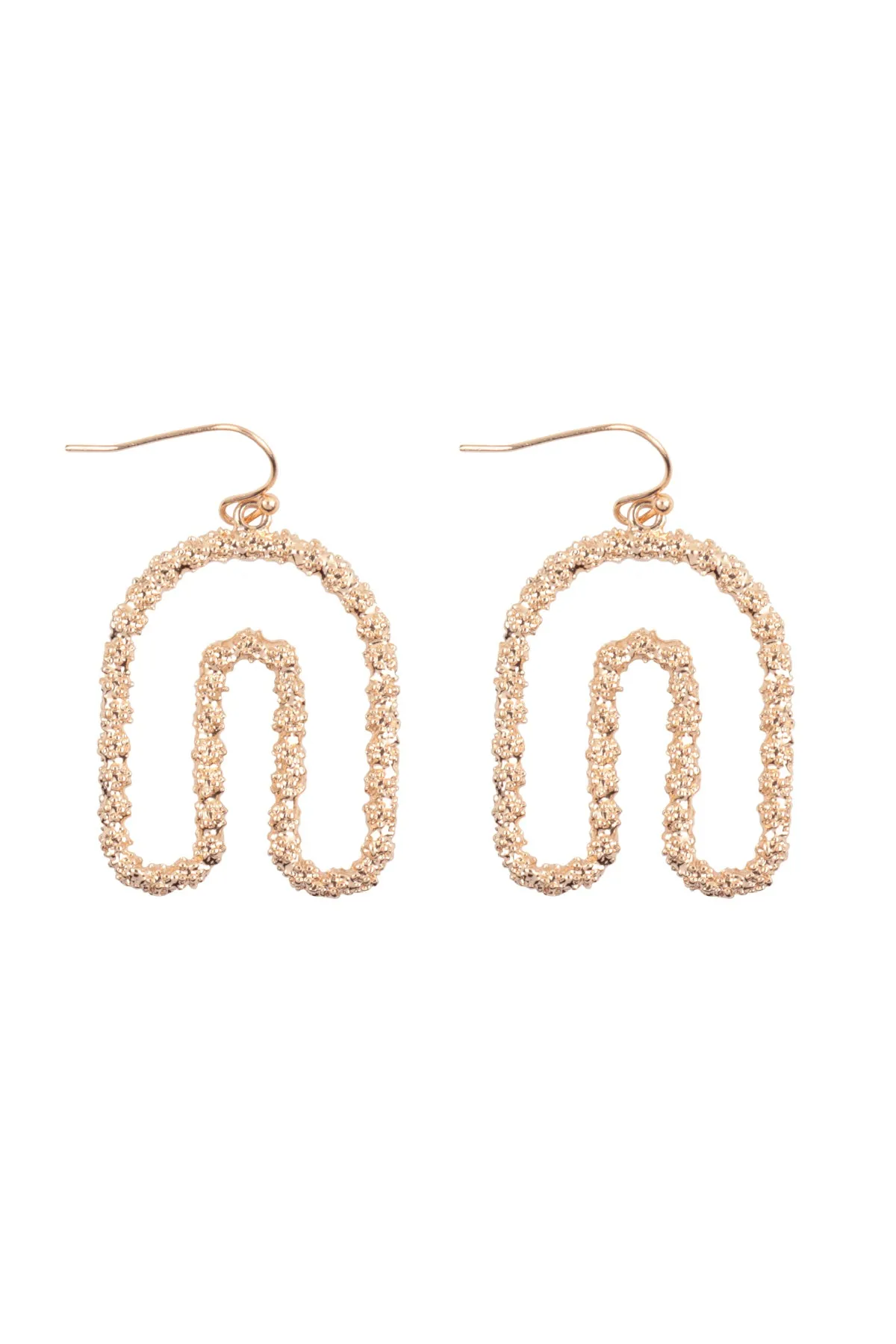 1.5" ARCH SHAPED TEXTURED DANGLE EARRINGS