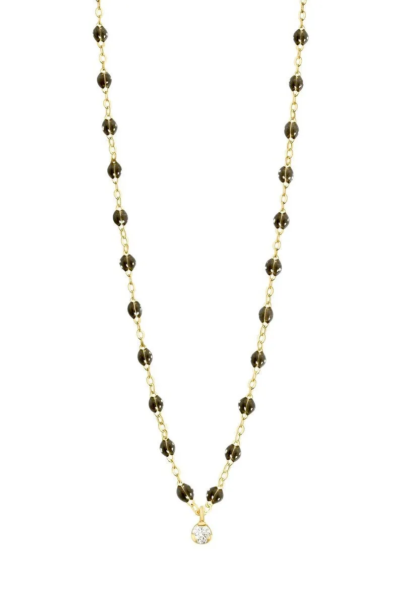 16.5" Gigi Supreme Classic 1 Diamond Necklace - Black   Yellow Gold