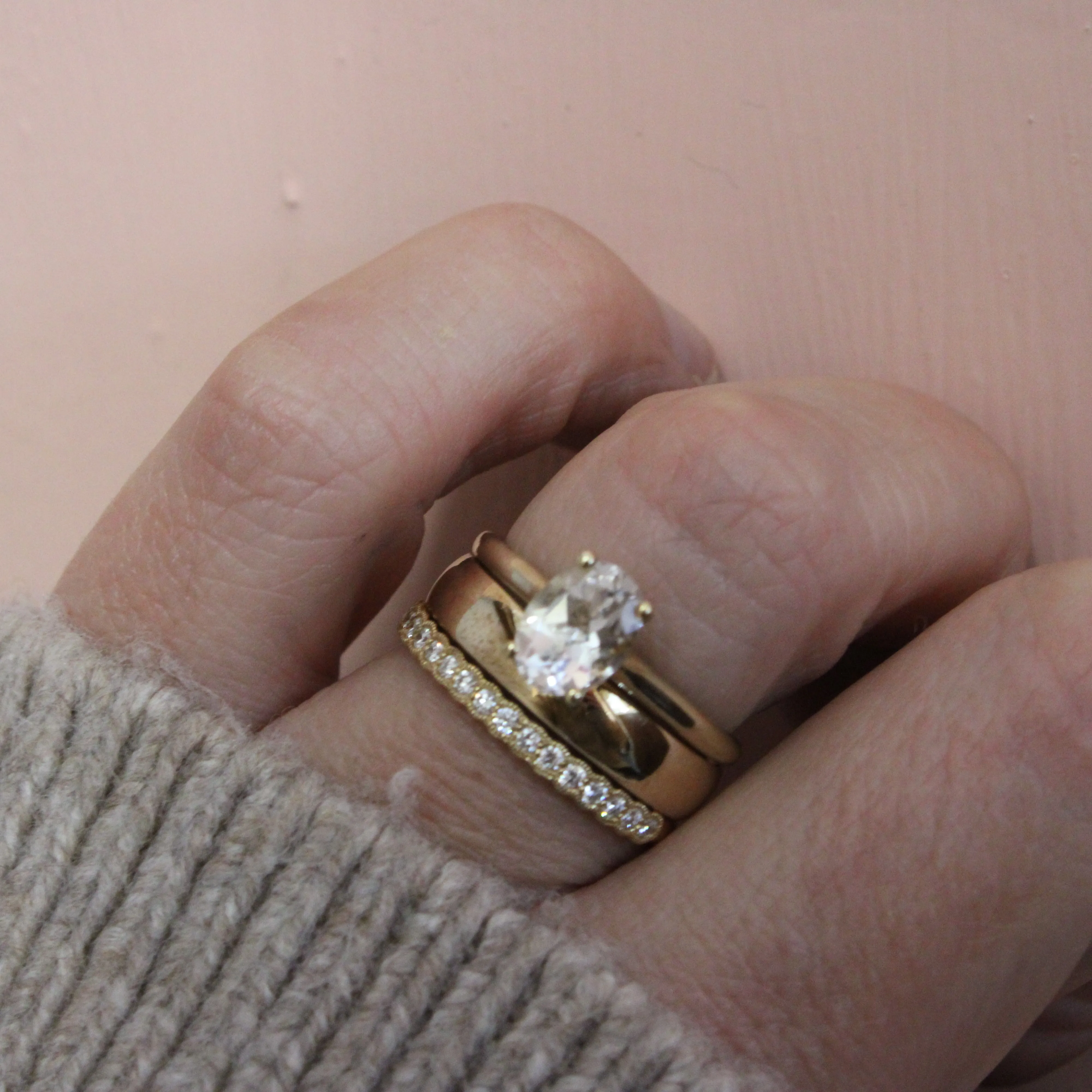 18ct Yellow Gold Millgrain Diamond Wedding Ring