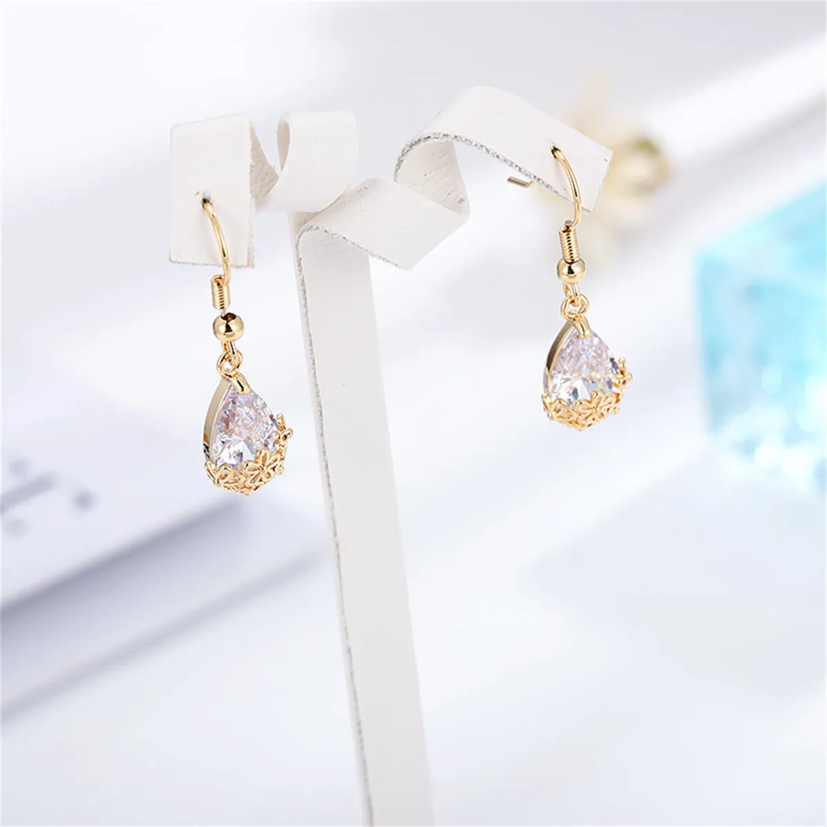 18K Gold-Plated & Crystal Floral Drop Earrings