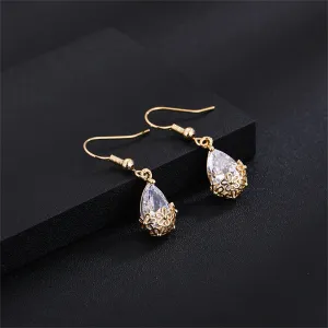 18K Gold-Plated & Crystal Floral Drop Earrings