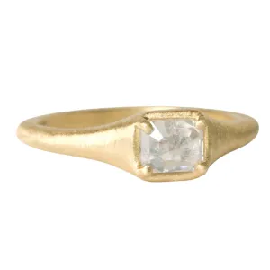 18K Gold Tapered "Zen" Ring with Icy Grey Diamond