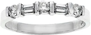 18k White Gold 1/2ct Round & Baguette Diamond Wedding Band