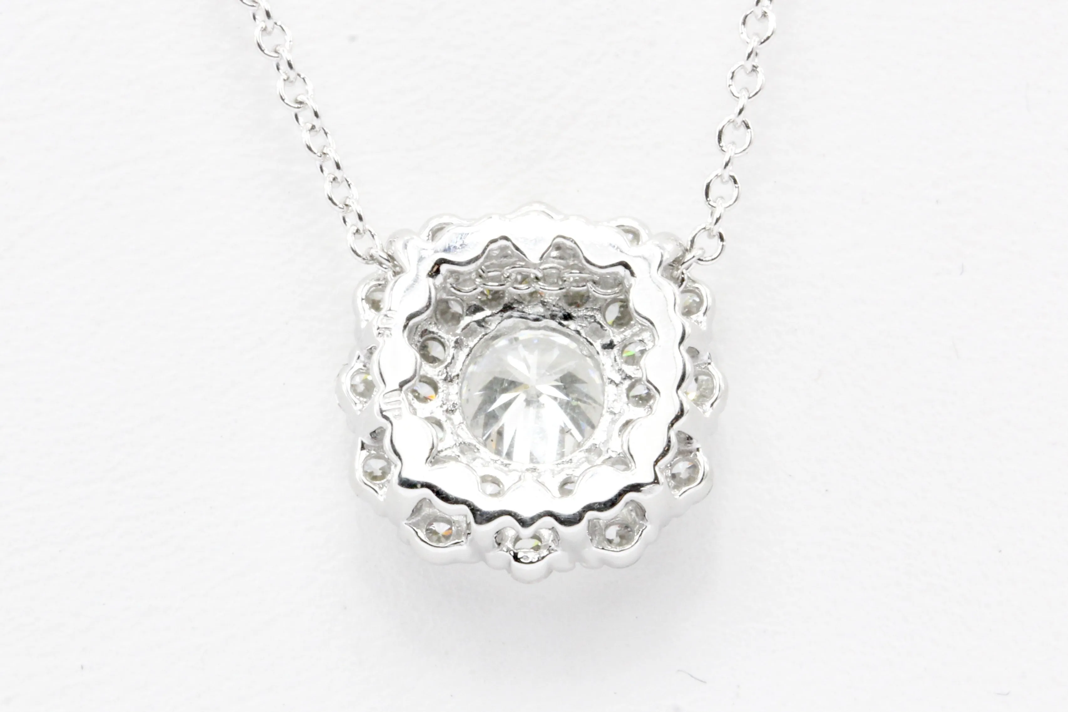 18K White Gold Diamond Cluster .90 CTW Pendant