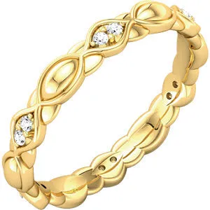 18K Yellow 1/8 CTW Diamond Sculptural-Inspired Eternity Band Size 5