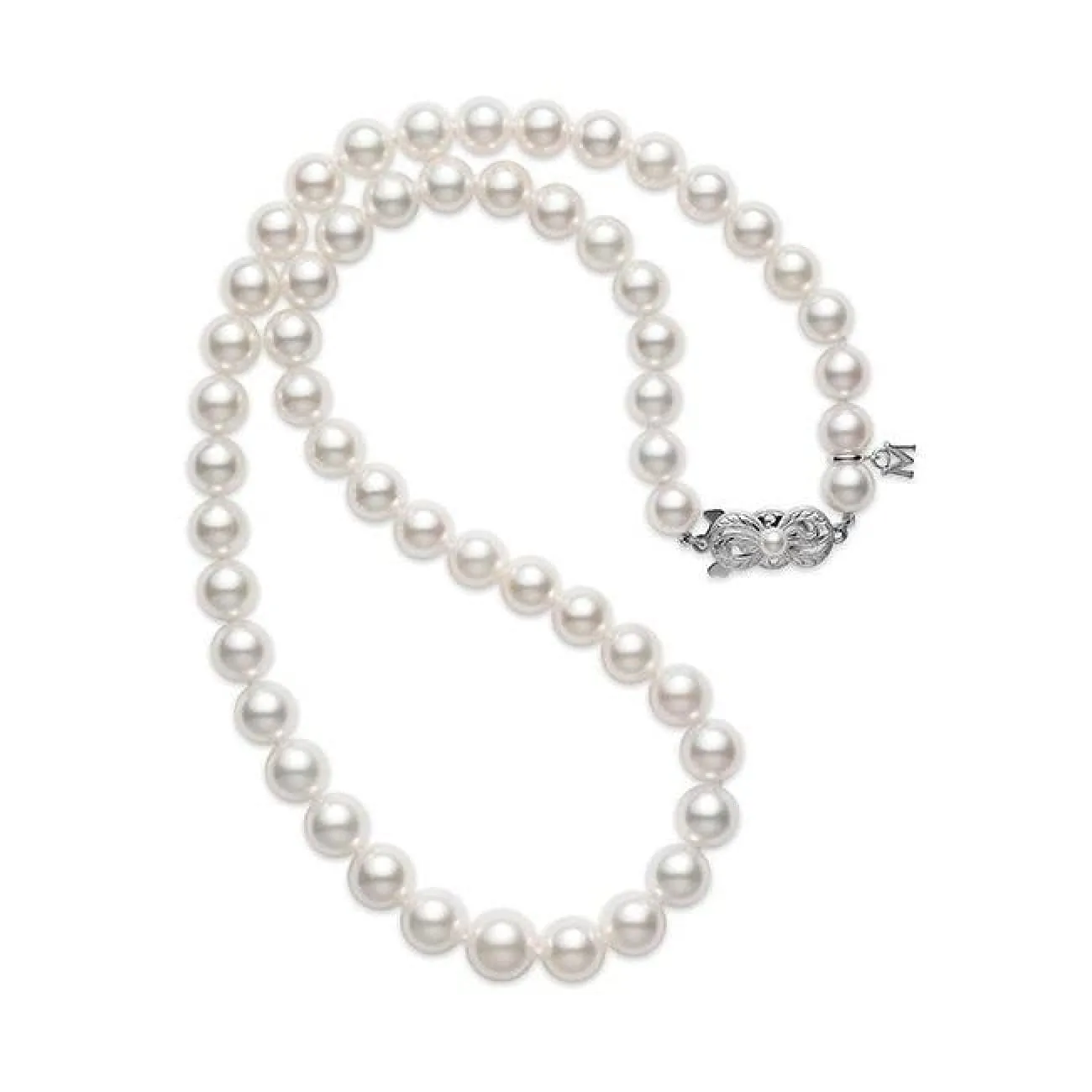 18" AKOYA CULTURED PEARL GRADUATED STRAND - 18K WHITE GOLD CLASP