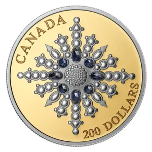1.93 oz Pure Gold Coin - The Sapphire Jubilee Snowflake Brooch - Royal Canadian Mint - .9999 Au (Mintage: 250)