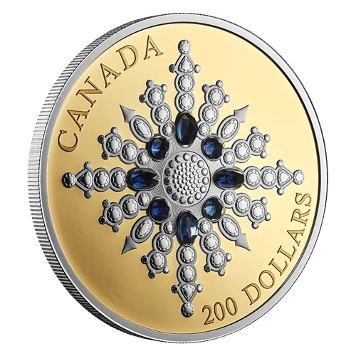 1.93 oz Pure Gold Coin - The Sapphire Jubilee Snowflake Brooch - Royal Canadian Mint - .9999 Au (Mintage: 250)