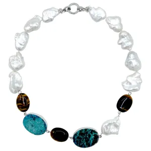 195-12-SHORT | STONE PEARL & OCEAN JASPER NECKLACE