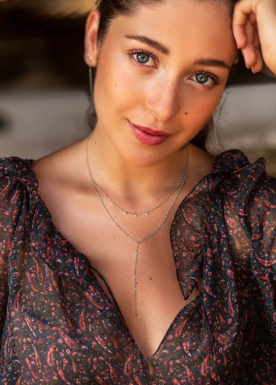 19.7" Mini Party Y Necklace - LAPIS   YELLOW GOLD