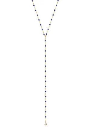 19.7" Mini Party Y Necklace - LAPIS   YELLOW GOLD