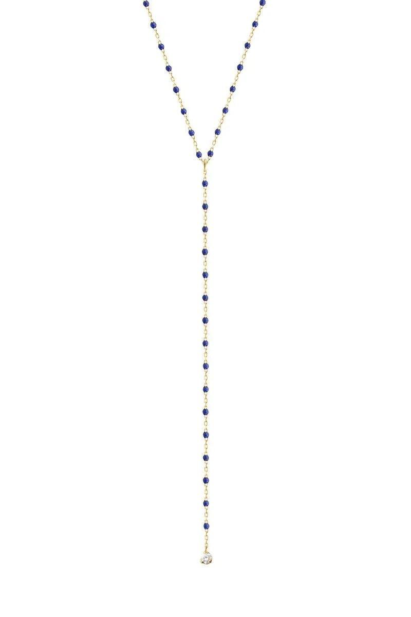 19.7" Mini Party Y Necklace - LAPIS   YELLOW GOLD