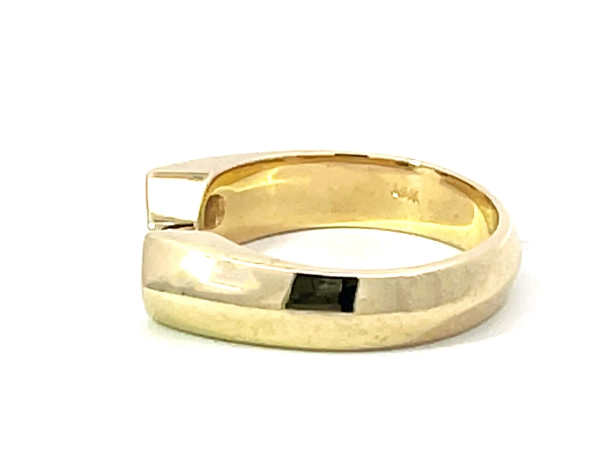 2 Princess Cut Diamond Open Band Ring Solid 14K Yellow Gold