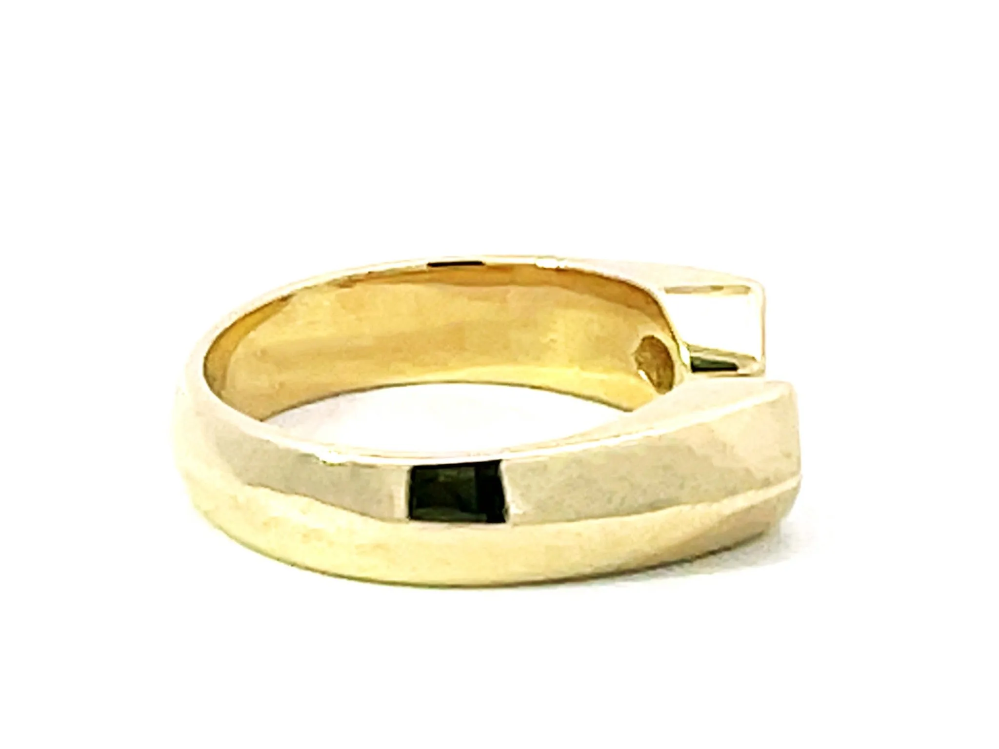 2 Princess Cut Diamond Open Band Ring Solid 14K Yellow Gold
