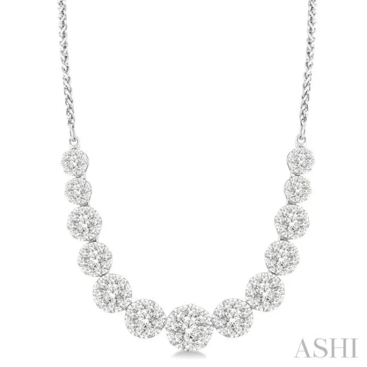2.00 ctw Round Cut Diamond Lovebright Necklace in 14K White Gold