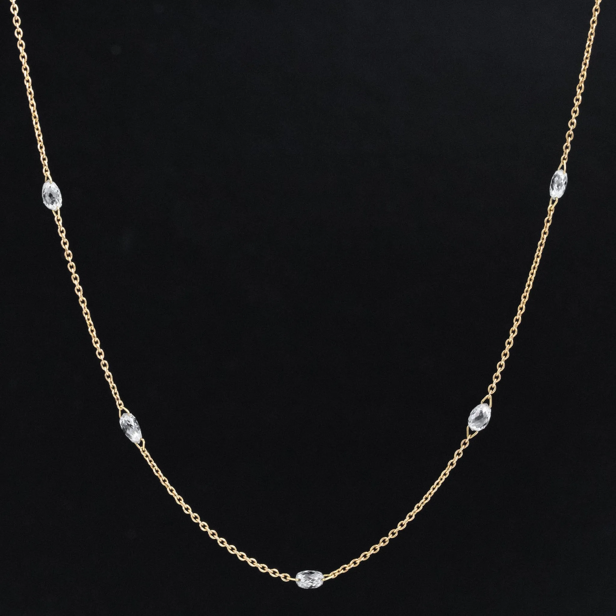2.02ctw Briolette Diamond Station Necklace