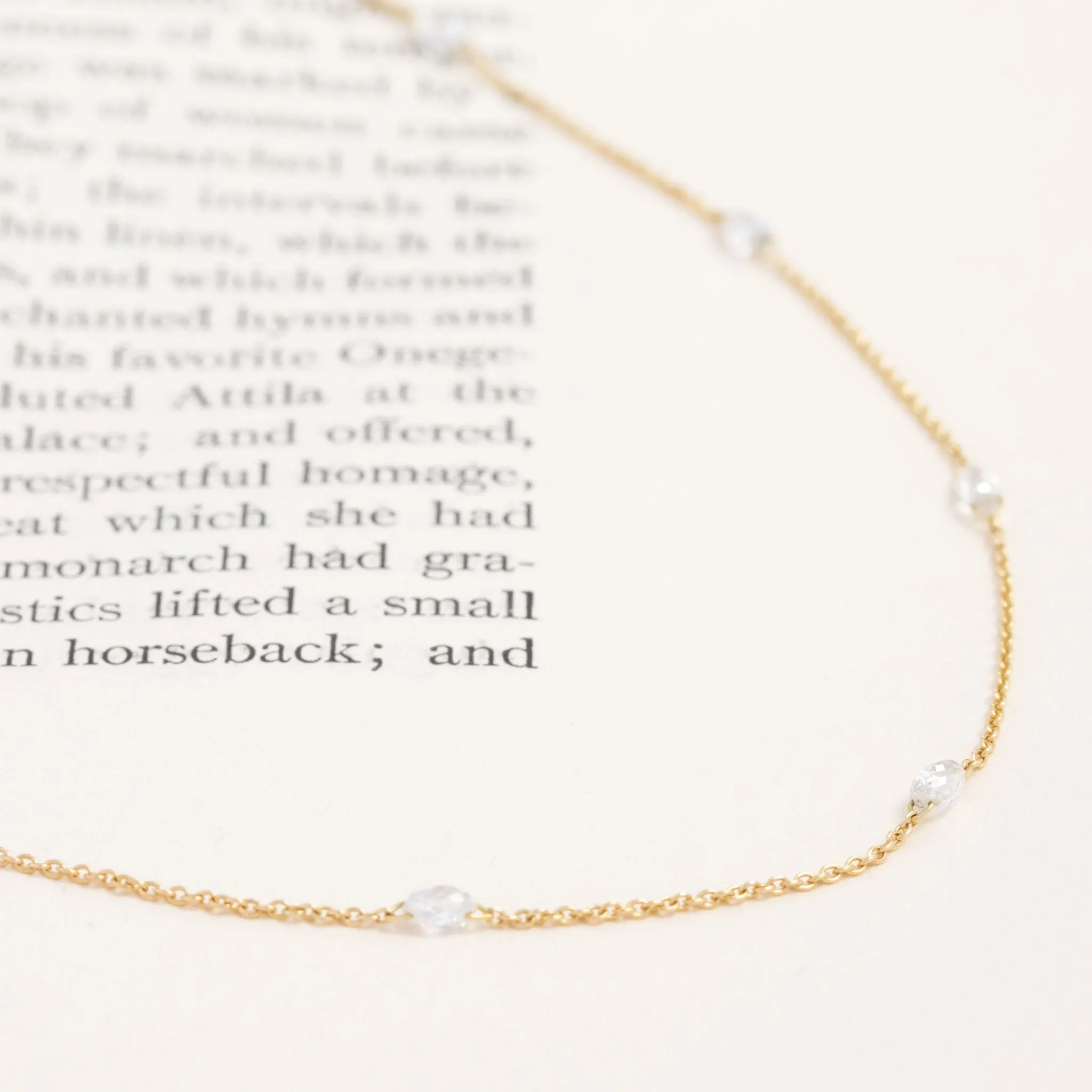 2.02ctw Briolette Diamond Station Necklace