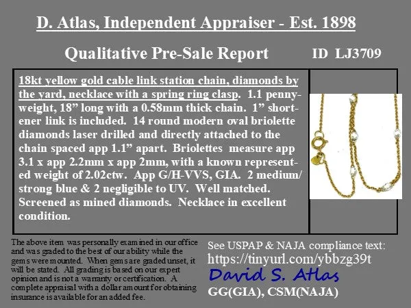 2.02ctw Briolette Diamond Station Necklace
