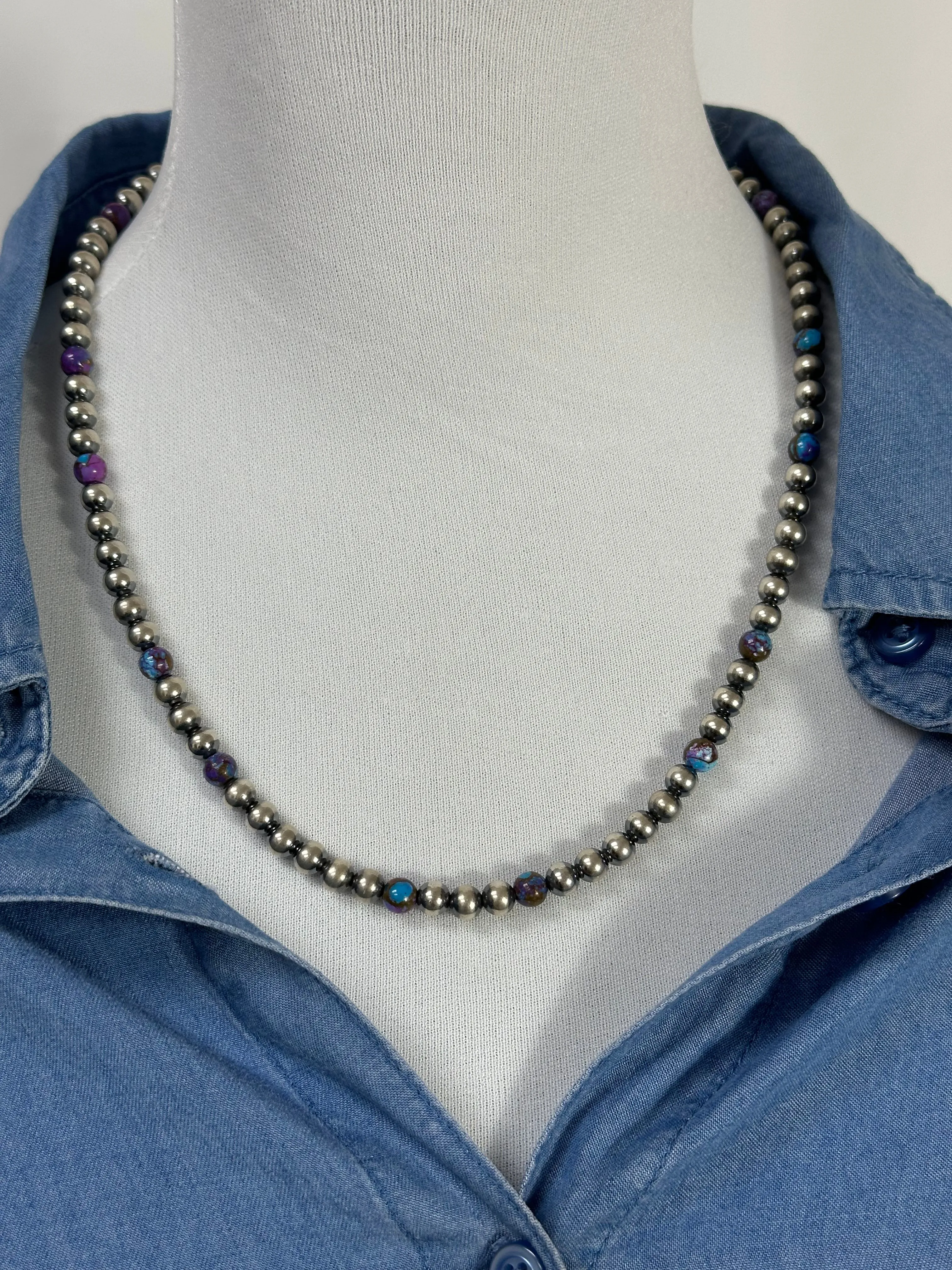 22" Navajo Pearl and Mohave Necklace