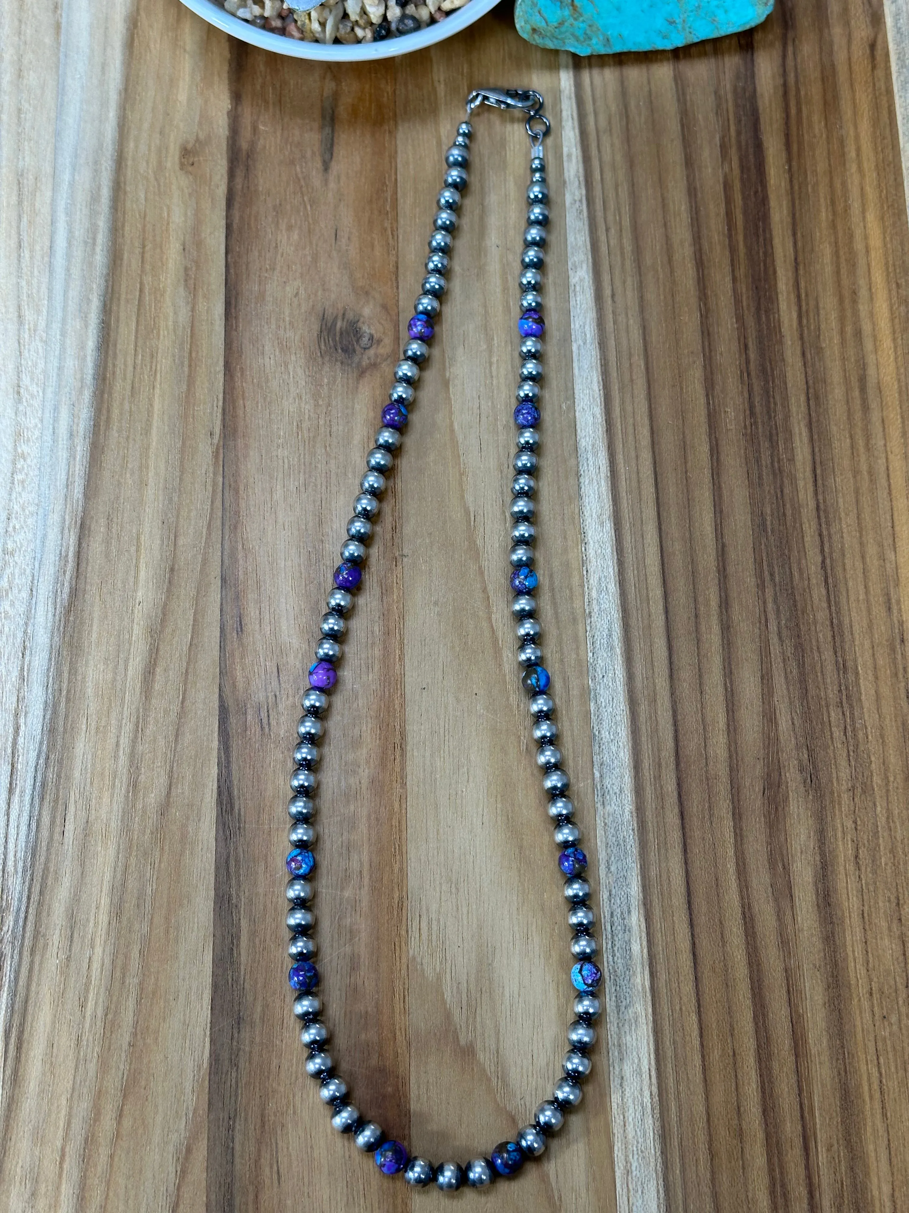 22" Navajo Pearl and Mohave Necklace