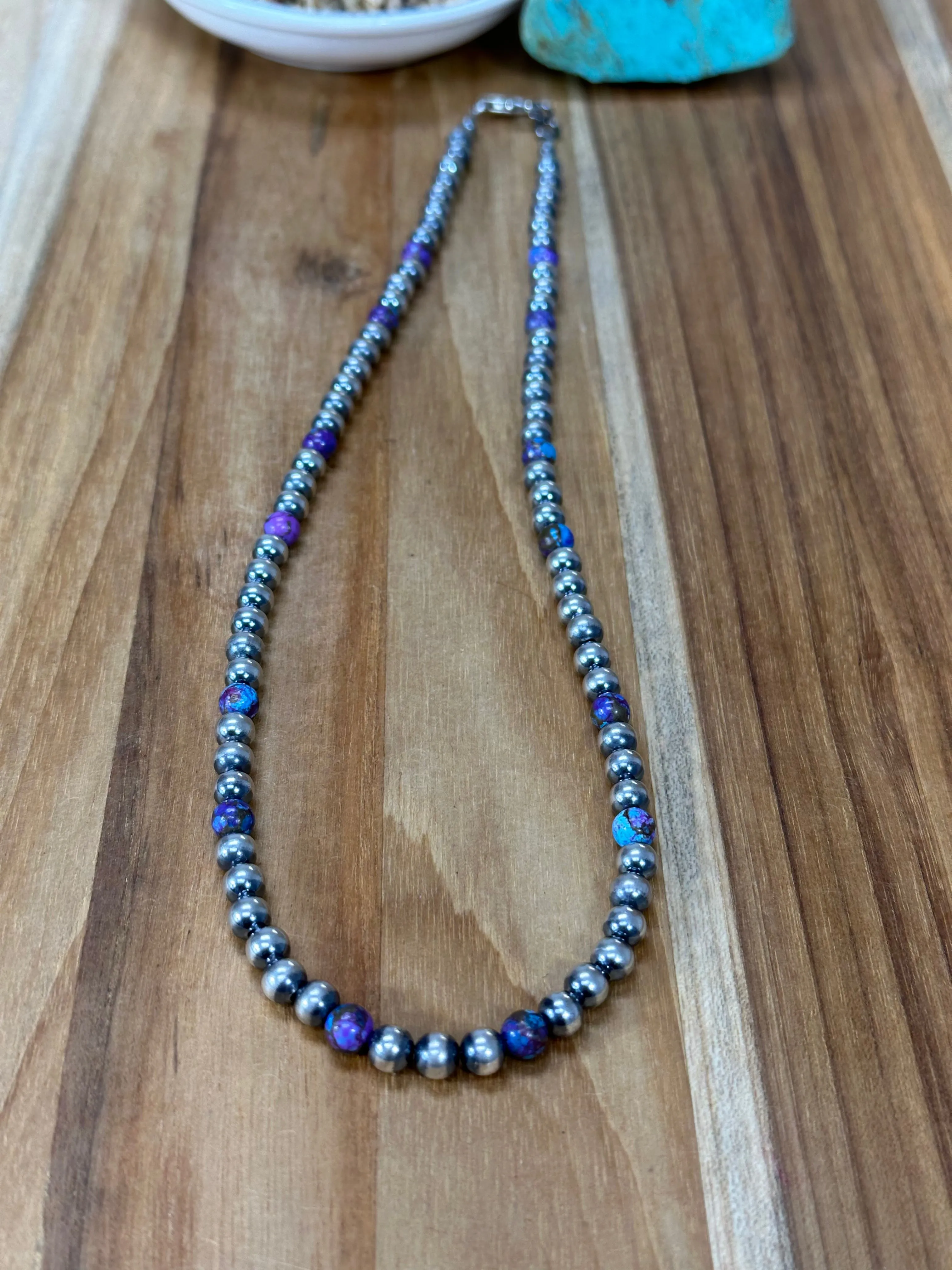 22" Navajo Pearl and Mohave Necklace