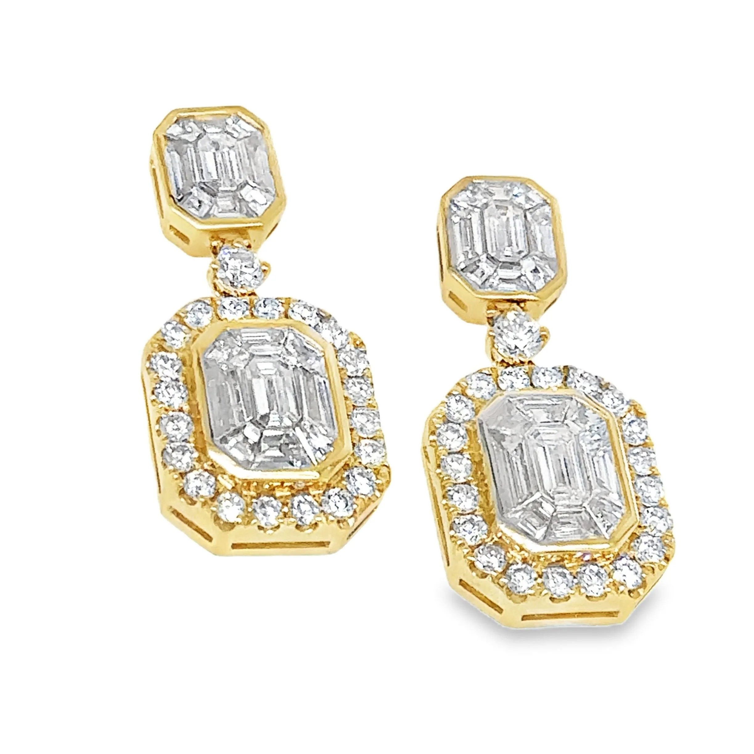 2.55carat Mosaic-set Octagonal Diamond Statement Earrings