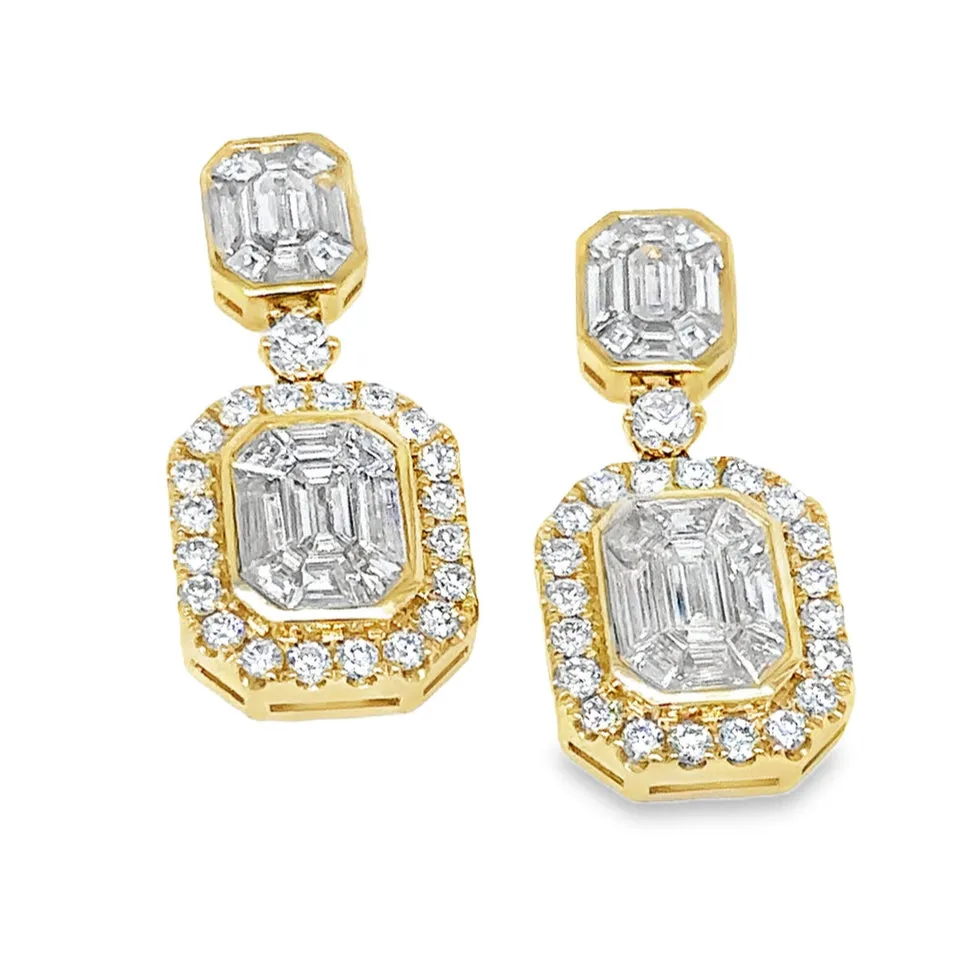 2.55carat Mosaic-set Octagonal Diamond Statement Earrings