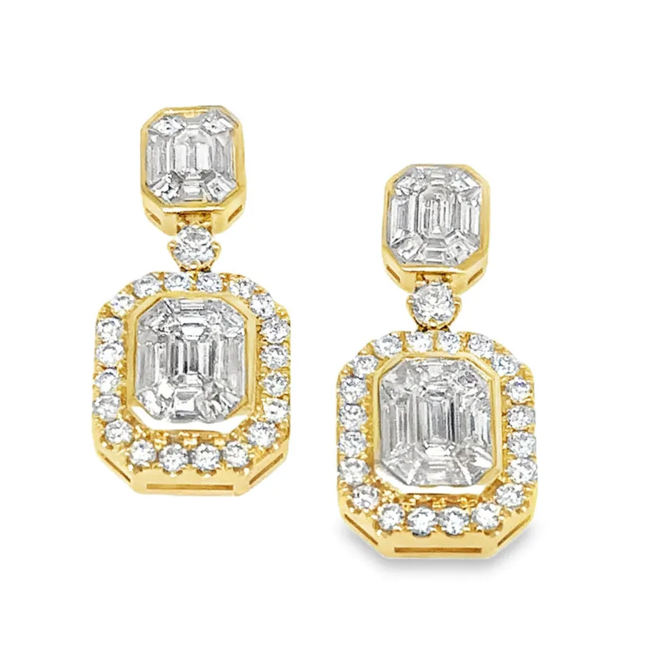 2.55carat Mosaic-set Octagonal Diamond Statement Earrings