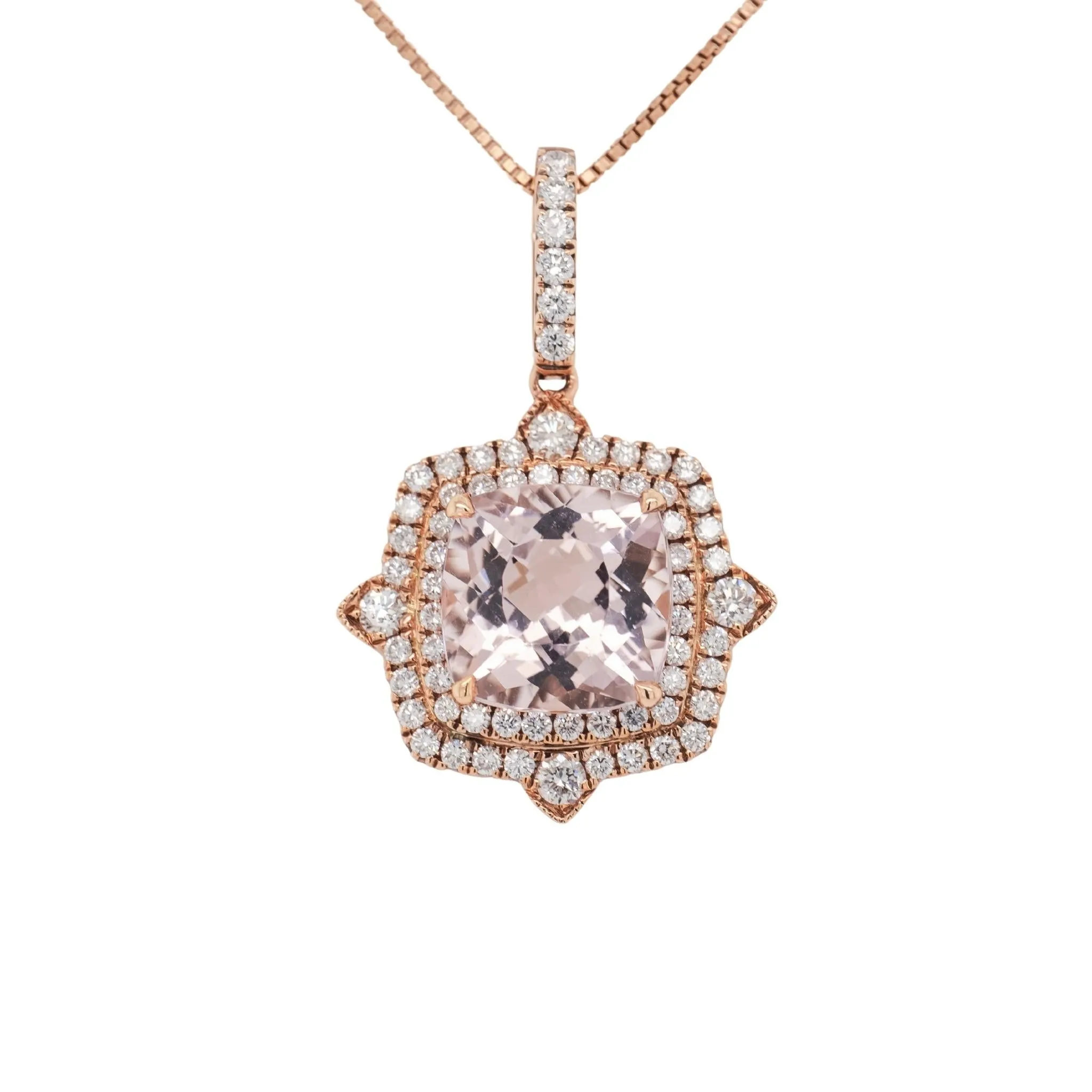 2.63 Carat Morganite Pendant in 14k Rose Gold