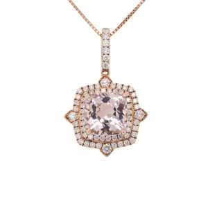 2.63 Carat Morganite Pendant in 14k Rose Gold