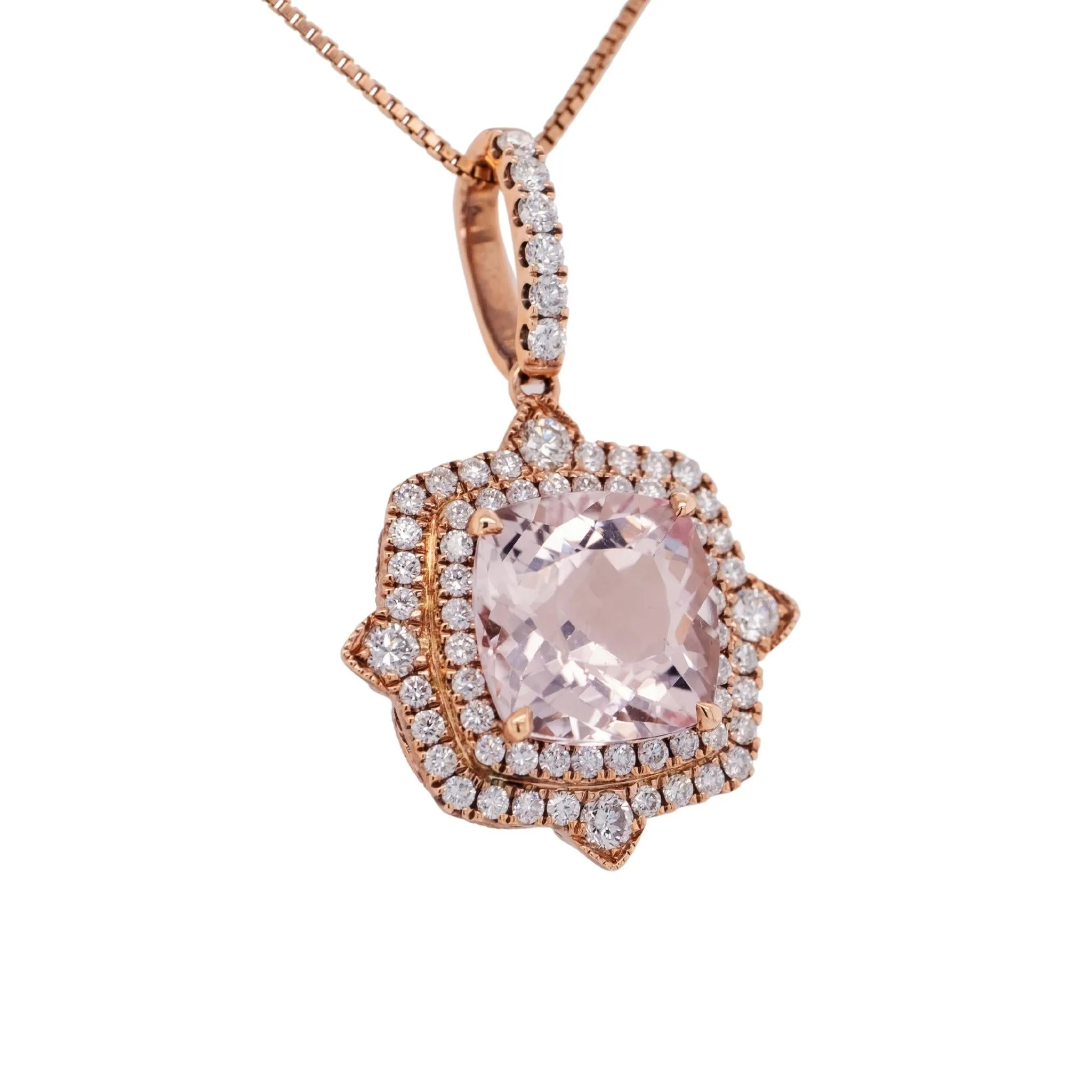 2.63 Carat Morganite Pendant in 14k Rose Gold