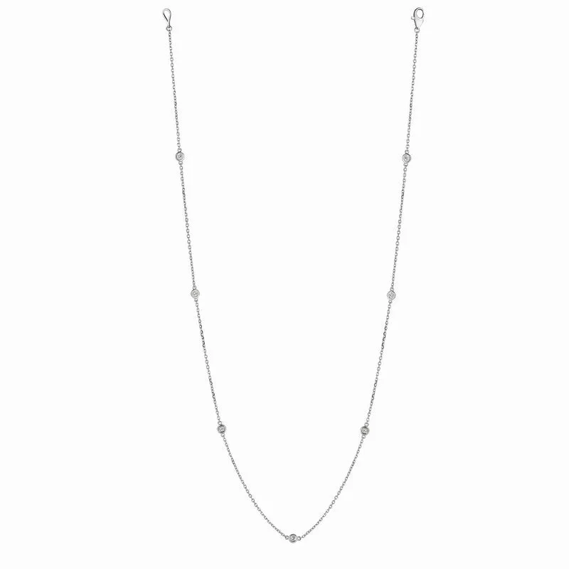 3 POINTER 7 STATION 18″ DIAMOND NECKLACE 14K GOLD (0.25 CTW)