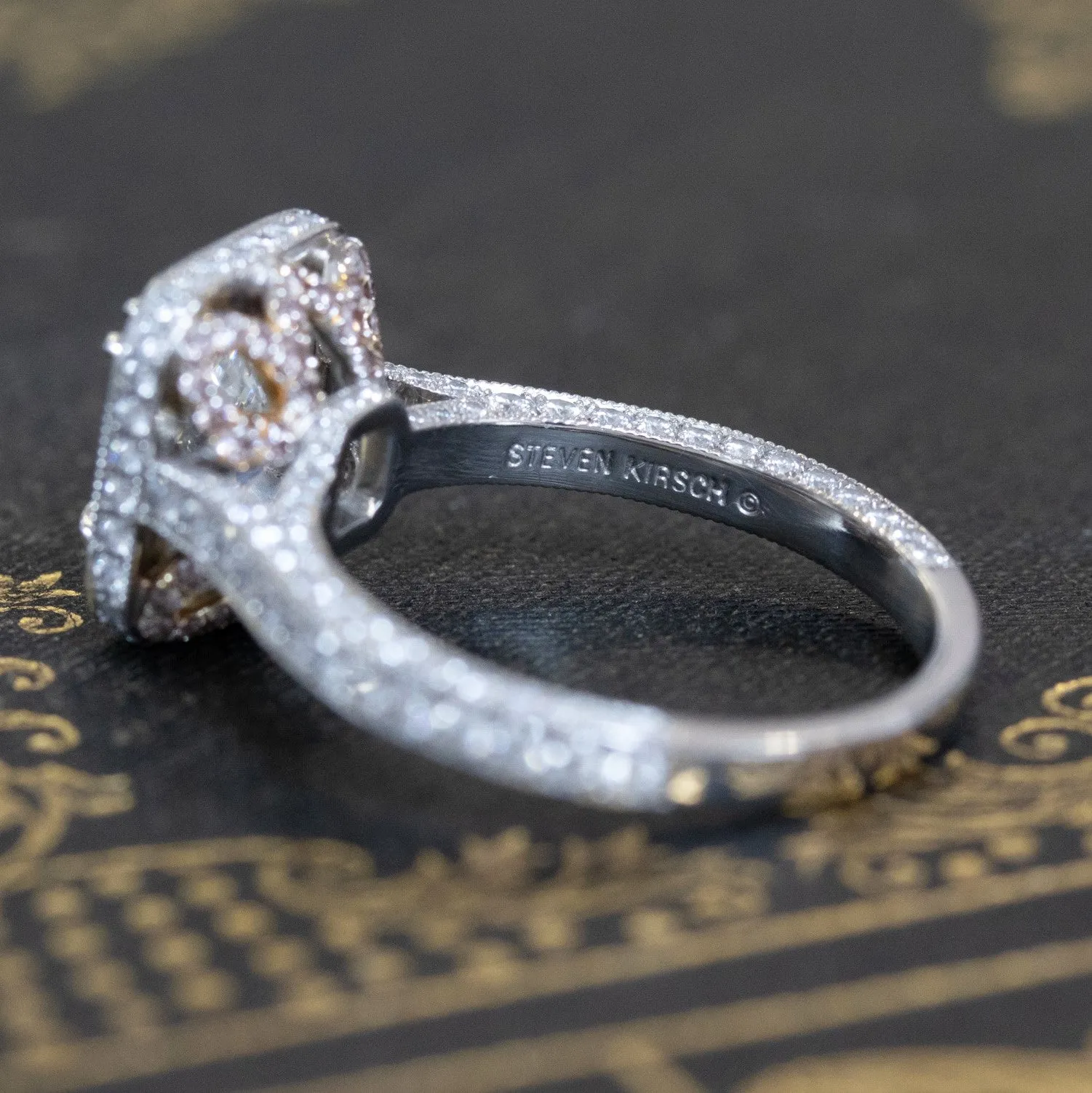 3.14ctw Radiant Cut Diamond Halo Solitaire by Kirsch