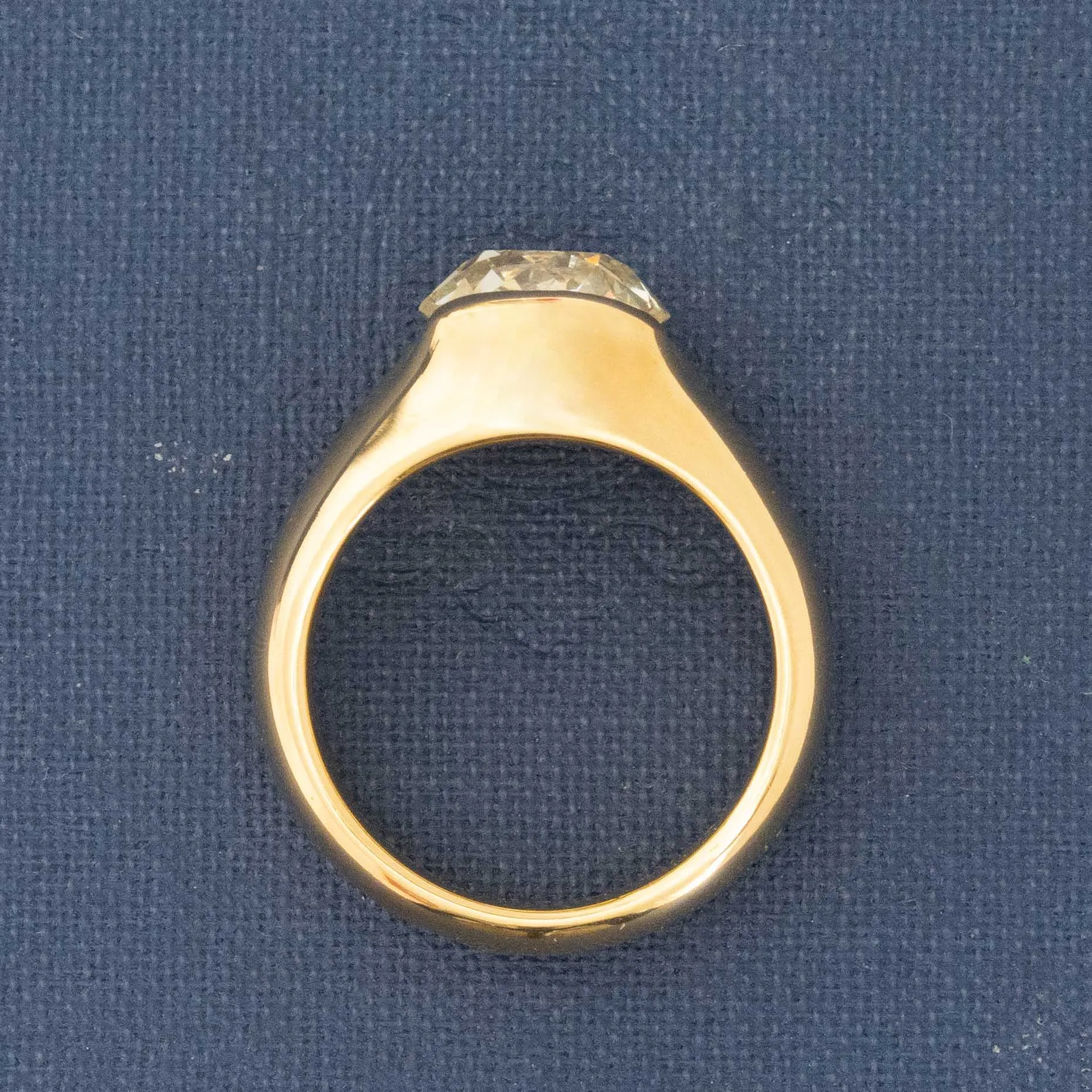 3.39ct Old Mine Cut Diamond Half-Bezel Solitaire