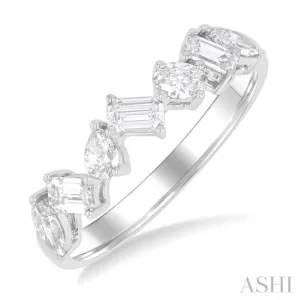 3/4 ctw Mixed Shape Diamond Cut Fashion Band in 14K White Gold