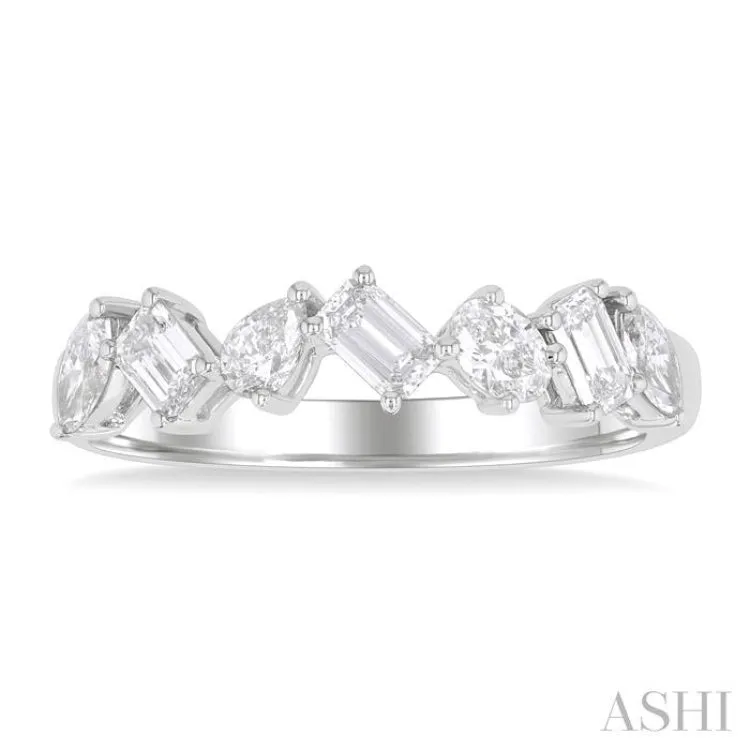 3/4 ctw Mixed Shape Diamond Cut Fashion Band in 14K White Gold