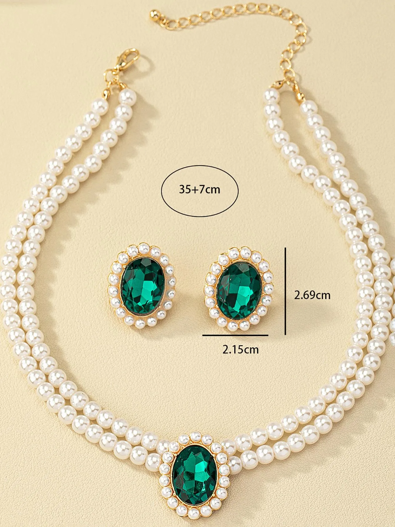 3pcs/set Rhinestone Faux Pearl Decor Jewelry Set - Multicolor