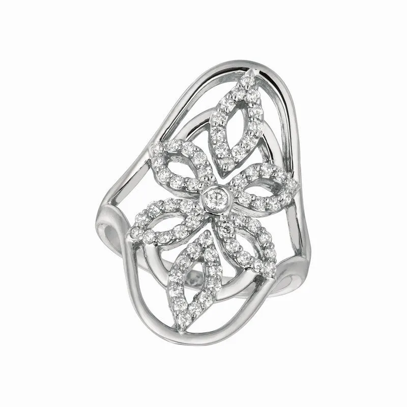 4-PETAL FLOWER DIAMOND RING 14K GOLD (0.58 CTW)