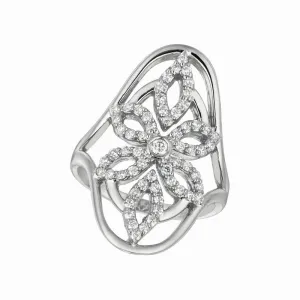 4-PETAL FLOWER DIAMOND RING 14K GOLD (0.58 CTW)