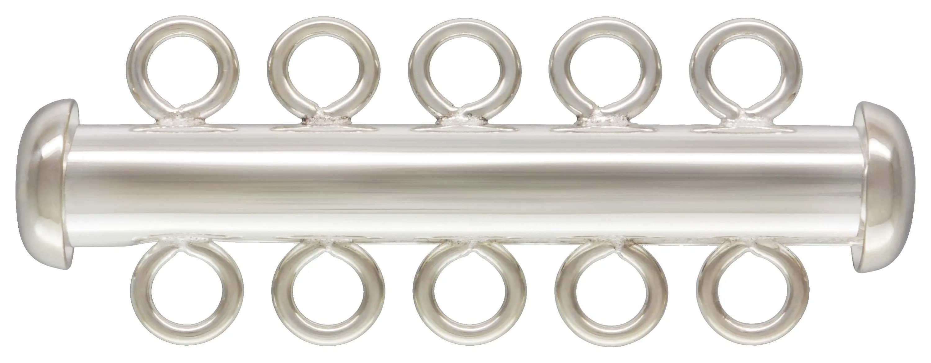 4.3x32.0mm Tube Clasp 5 Row, Sterling Silver. Made in USA. #50035805R