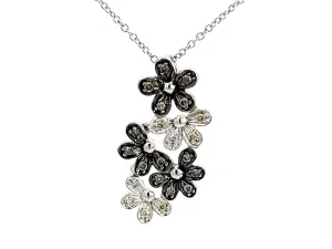 5 Diamond Flower Pendant Necklace in 14k White Gold